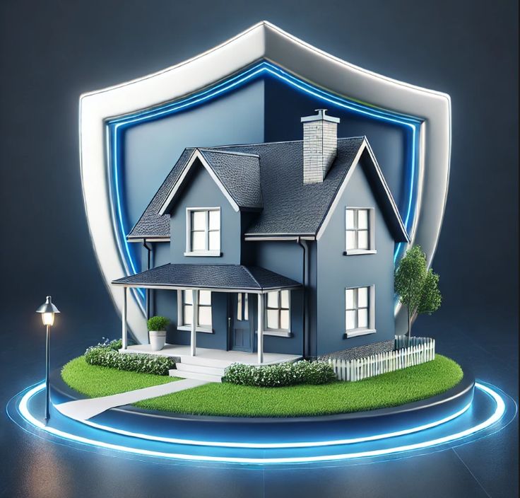 Home, car, and property protection coverage concept
